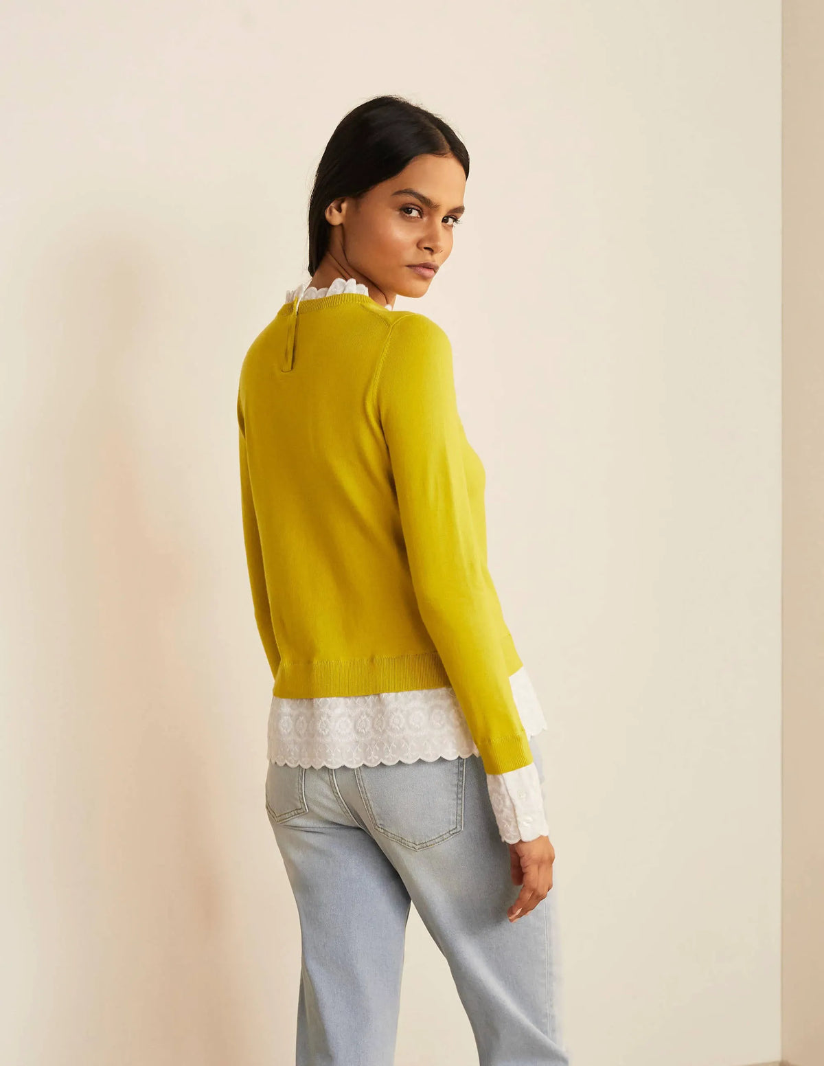 Lauderdale Frill Sweater-Chartreuse