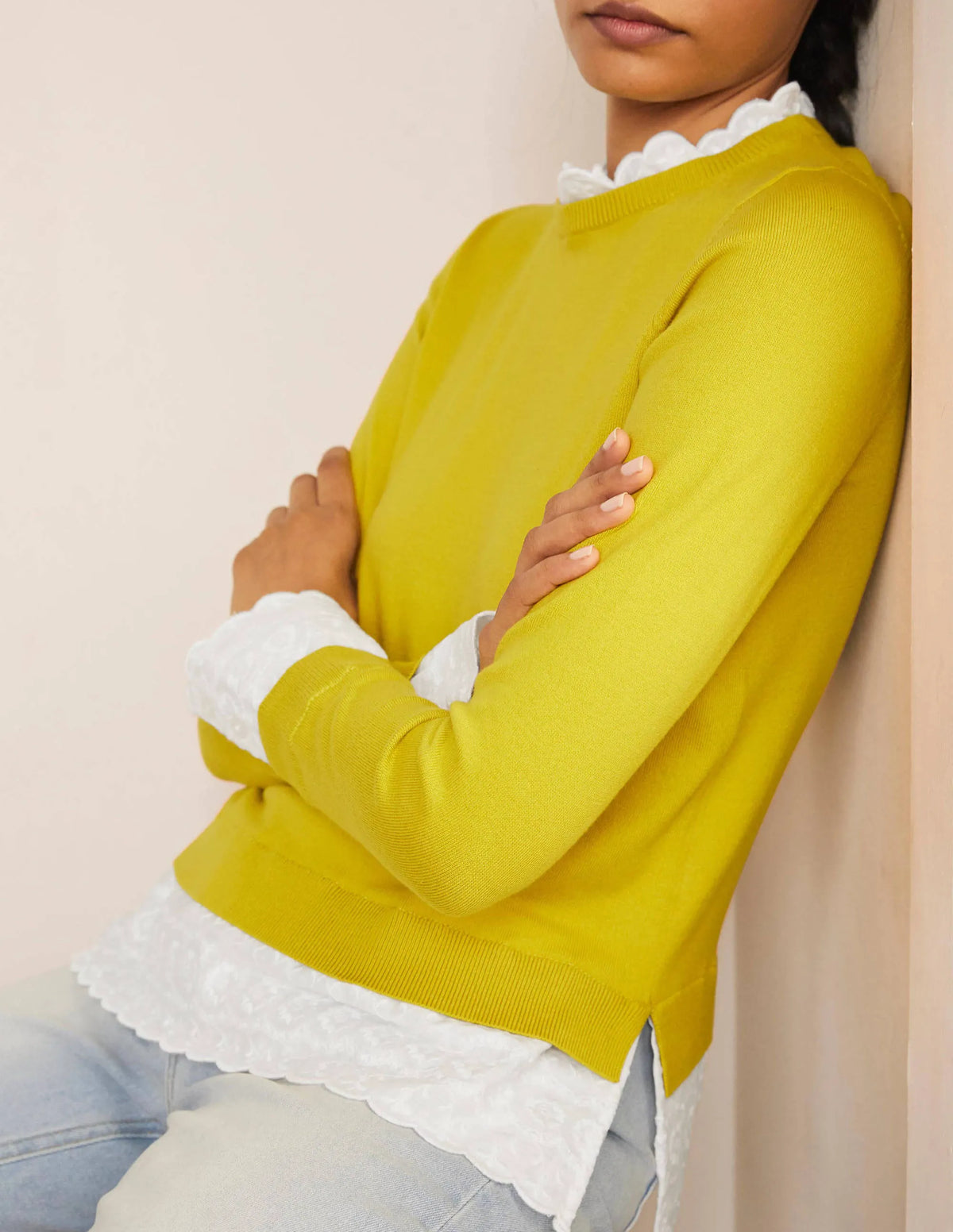 Lauderdale Frill Sweater-Chartreuse