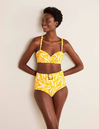 Kythira Cup-size Bikini Top-Chartreuse, Painted Foliage