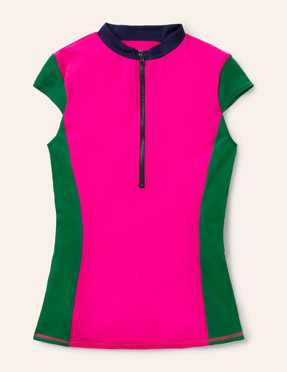 Tilos Short Sleeve Rash Guard-Verde Colourblock