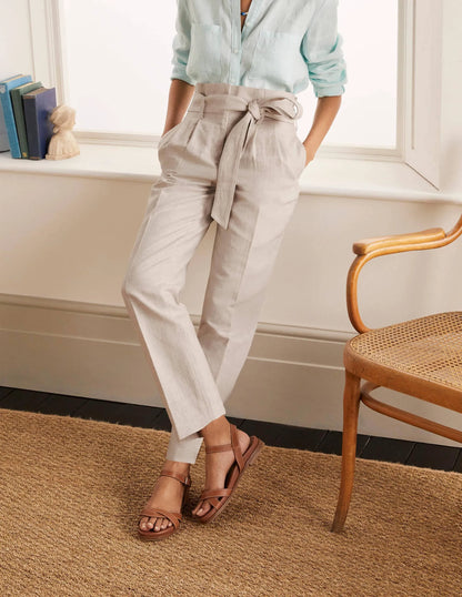 Ludgate Paperbag Pants-Ecru
