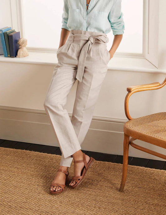 Ludgate Paperbag Pants-Ecru
