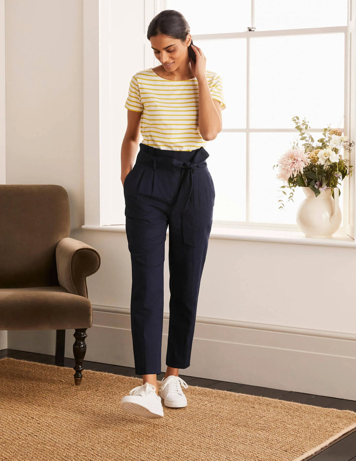 Ludgate Paperbag Pants-Navy