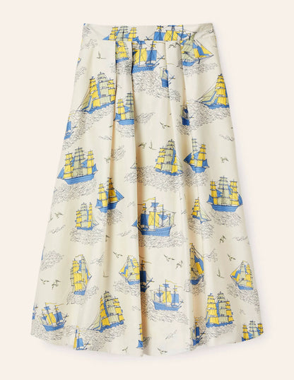 Livia Full Skirt-Ivory Nautical Voyage