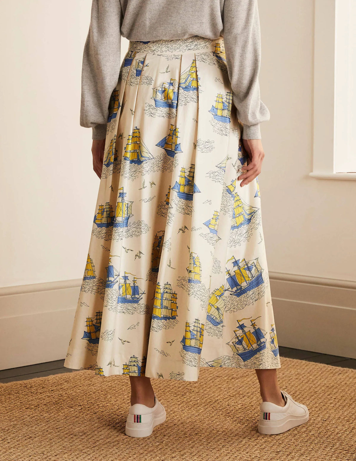 Livia Full Skirt-Ivory Nautical Voyage
