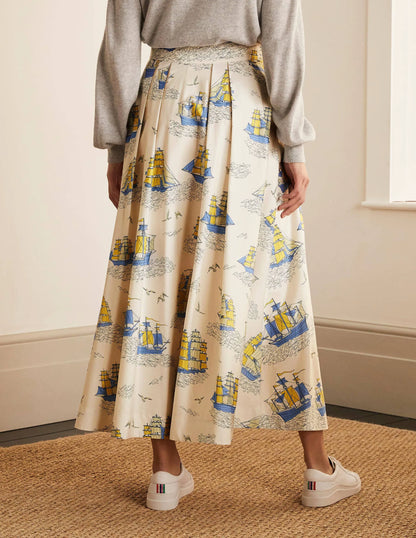 Livia Full Skirt-Ivory Nautical Voyage