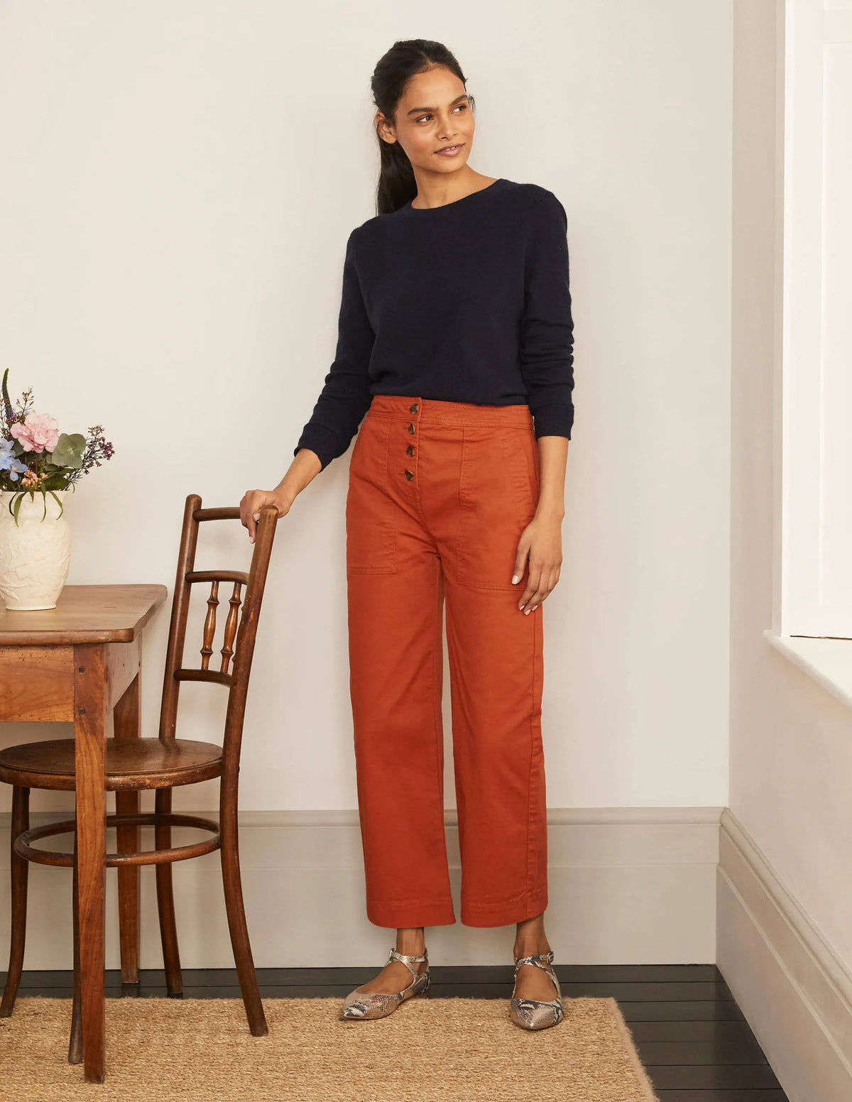 Beaufort Button Fly Pants-Copper Red