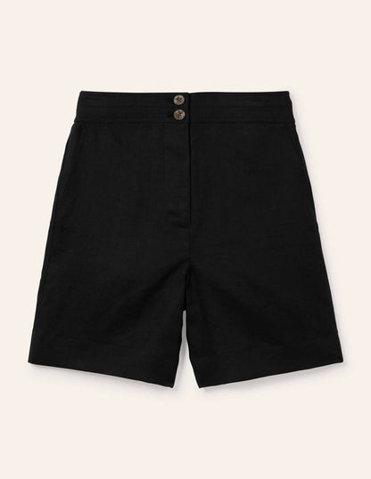 Cornwall Linen Shorts-Black