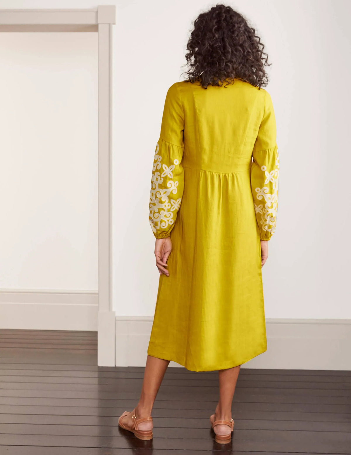 Leonie Linen Dress-Chartreuse