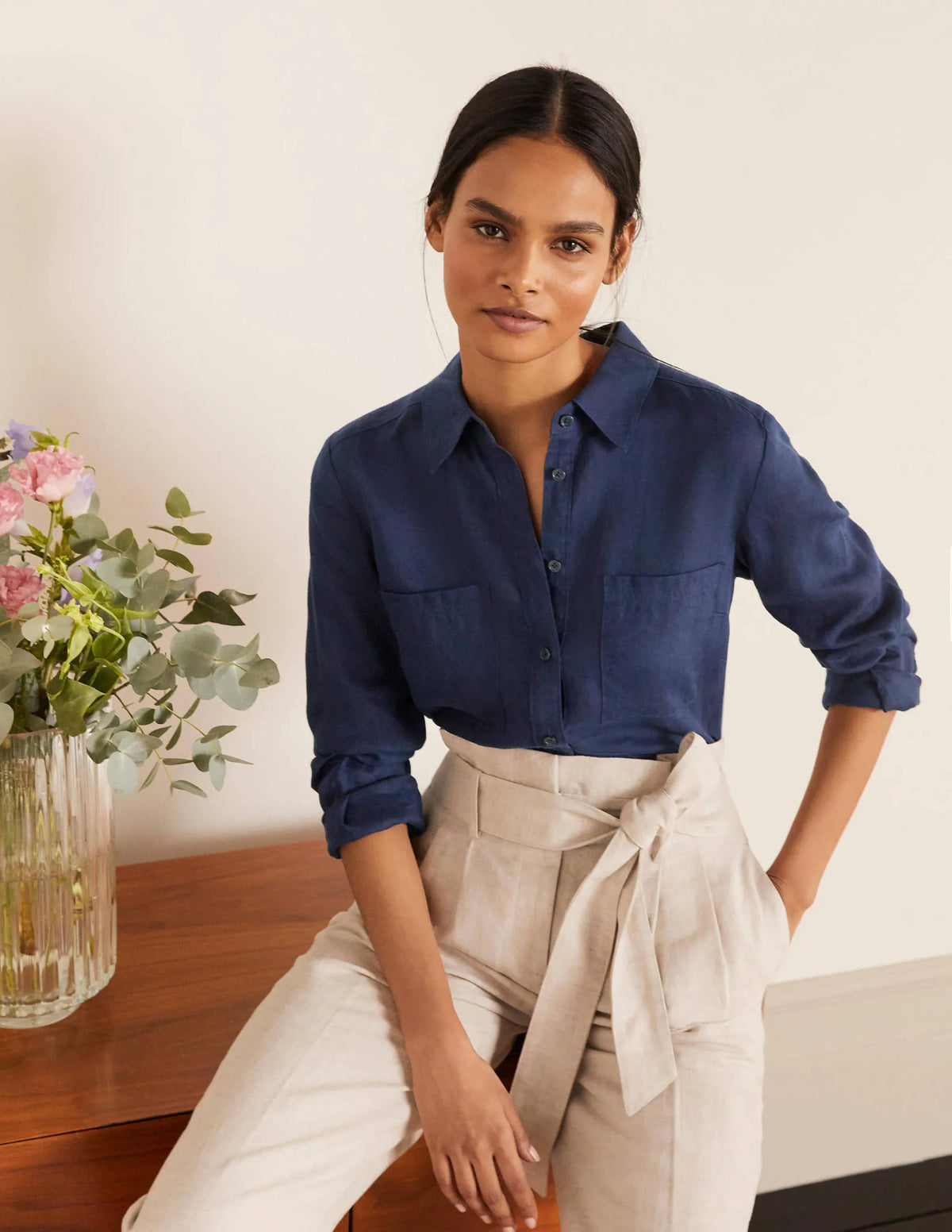 Linen Shirt-Navy