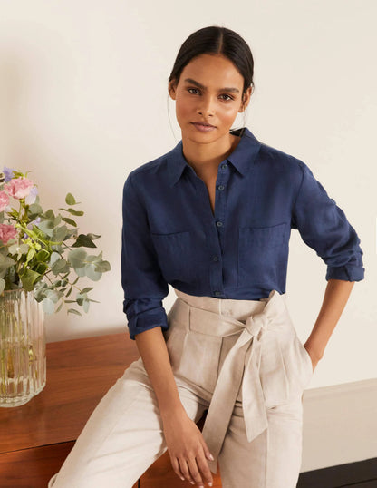 Linen Shirt-Navy