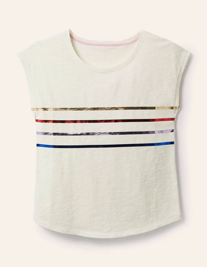 Robyn Jersey Tee-Rainbow Foil Stripe