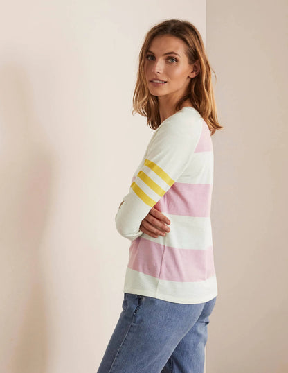 Lorna Baseball Top-Soft Peony and Ivory