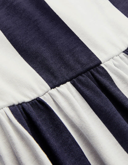 Lucy Jersey Stripe Dress-Navy and Ivory Stripe