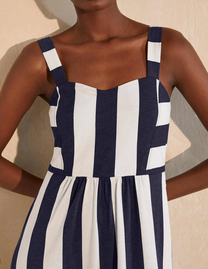Lucy Jersey Stripe Dress-Navy and Ivory Stripe