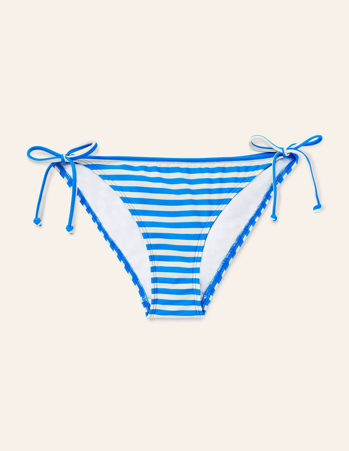 Symi String Bikini Bottoms-New Blue China, Ivory Stripe