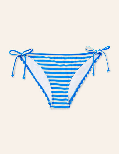 Symi String Bikini Bottoms-New Blue China, Ivory Stripe