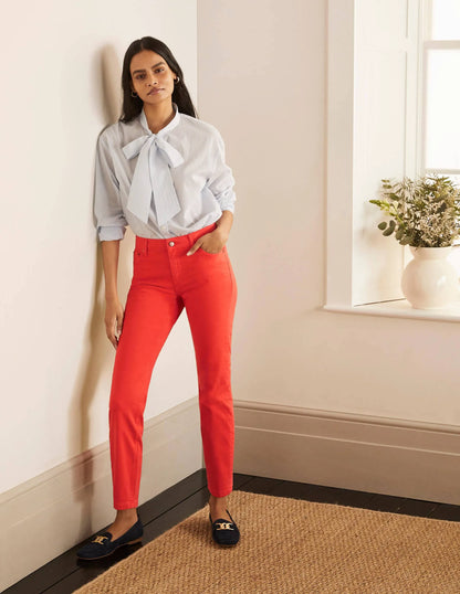 Slim Straight Ankle Skimmers-Cherry Red