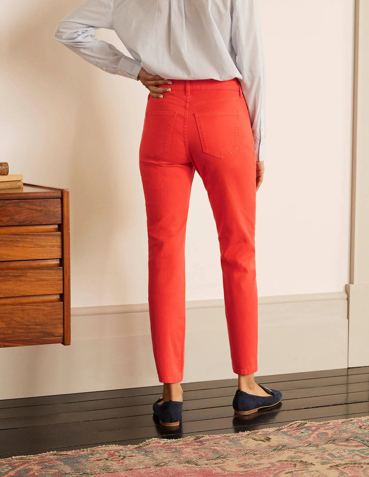 Slim Straight Ankle Skimmers-Cherry Red