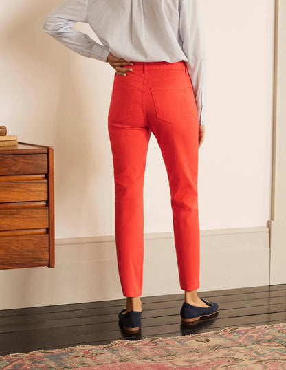 Slim Straight Ankle Skimmers-Cherry Red