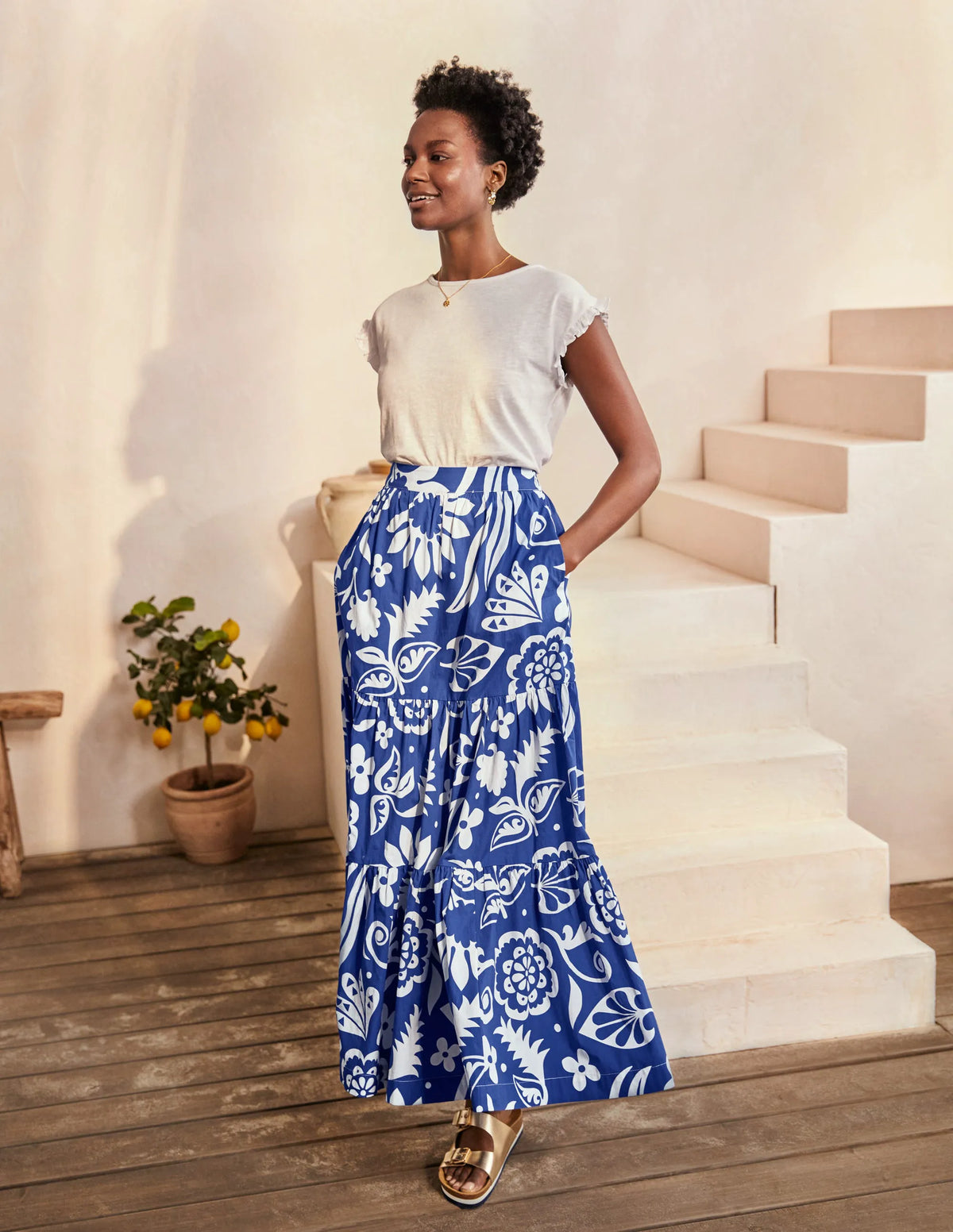 Lorna Tiered Maxi Skirt-Summit, Garden Tropic
