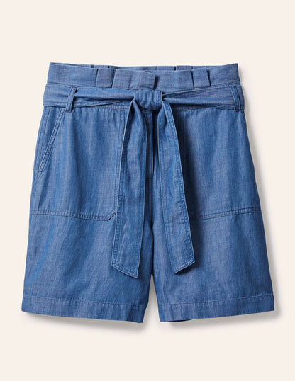 Elgin Paperbag Shorts-Chambray