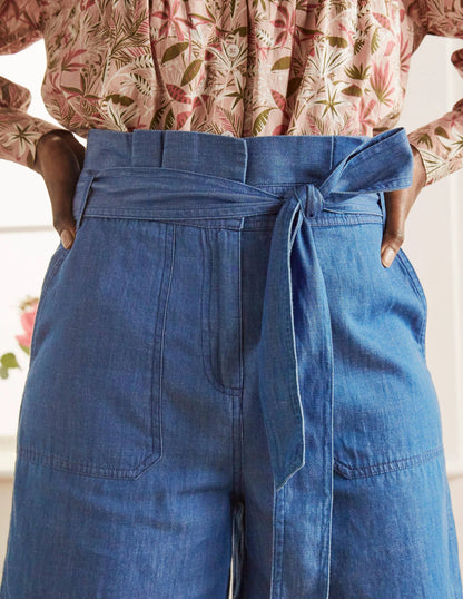 Elgin Paperbag Shorts-Chambray
