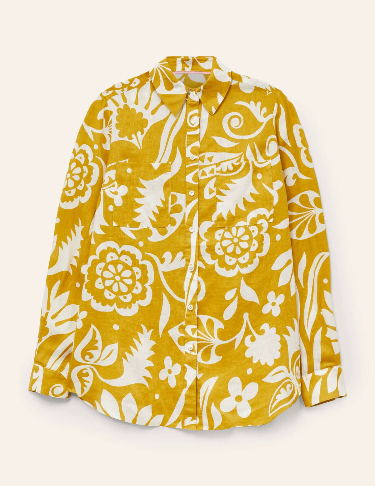 Linen Shirt-Chartreuse, Garden Tropic