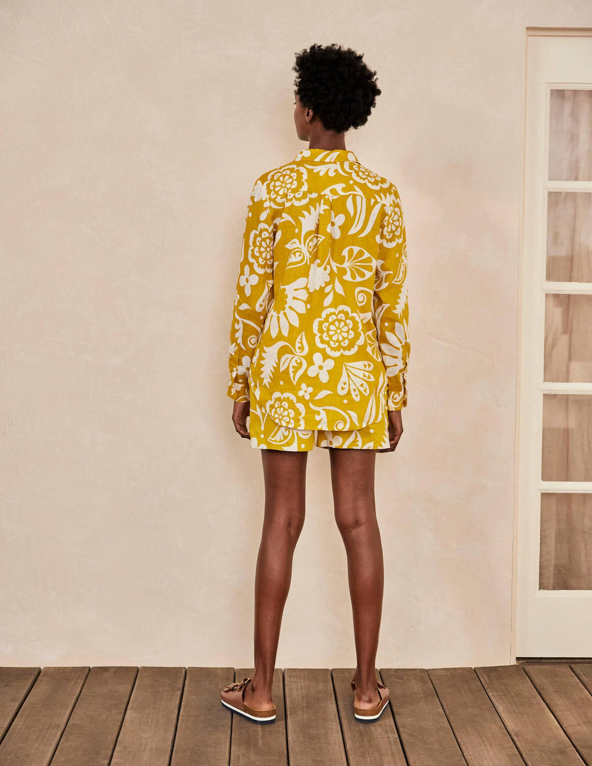 Linen Shirt-Chartreuse, Garden Tropic