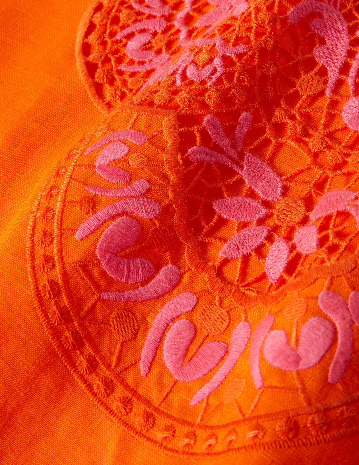 Fleur Embroidered Linen Dress-Satsuma