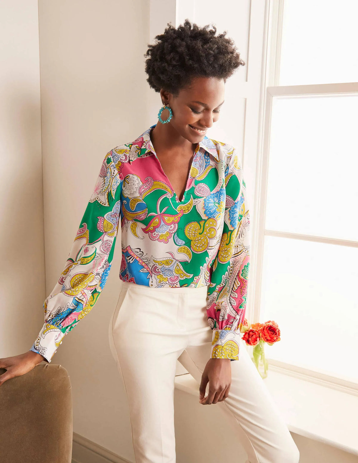Lilian Silk Blouse-Azalea, Enchanted Amour