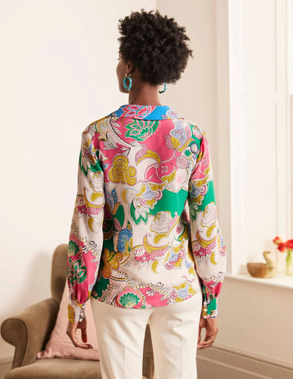 Lilian Silk Blouse-Azalea, Enchanted Amour