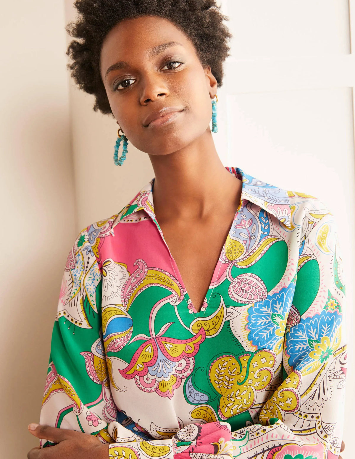 Lilian Silk Blouse-Azalea, Enchanted Amour