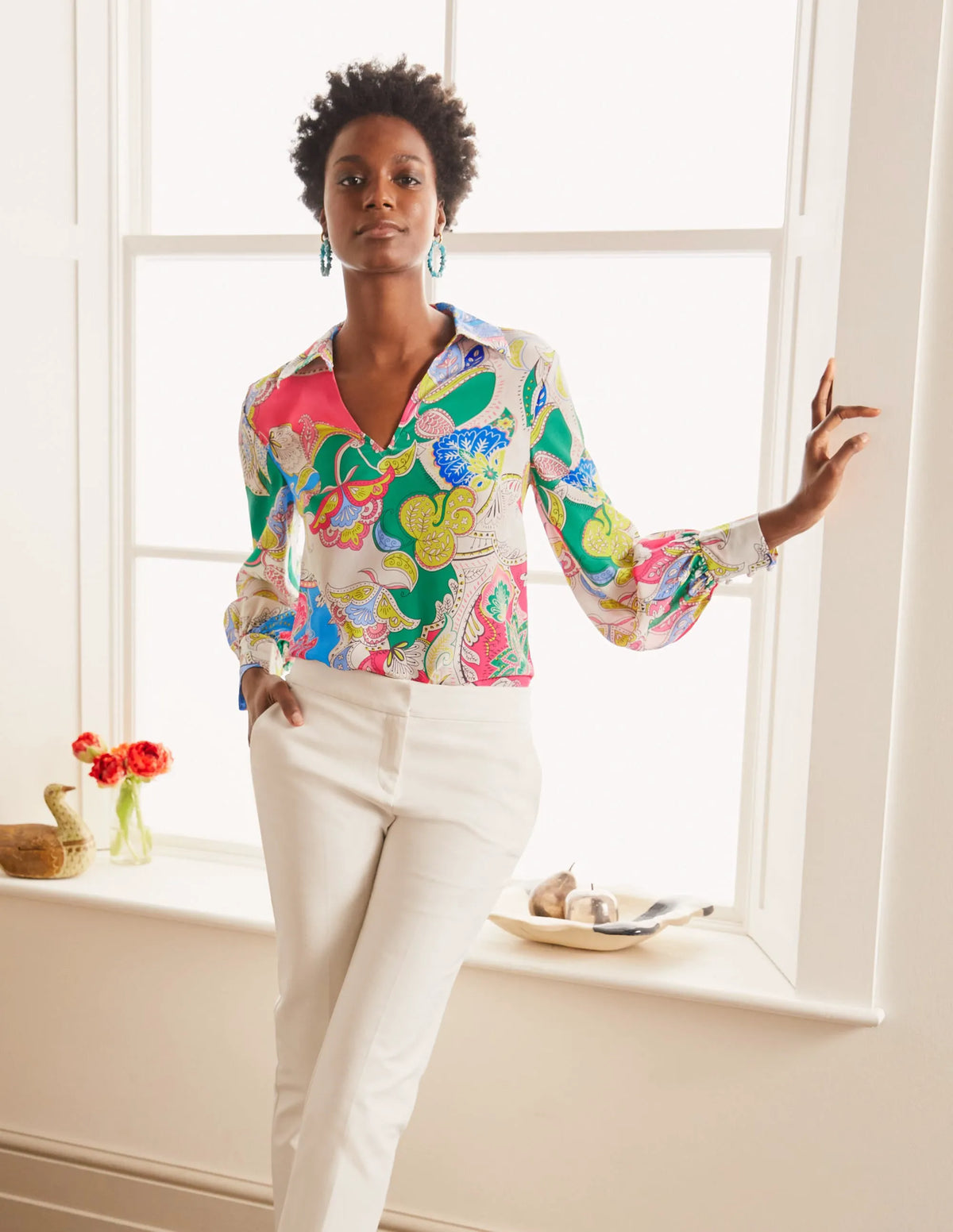 Lilian Silk Blouse-Azalea, Enchanted Amour