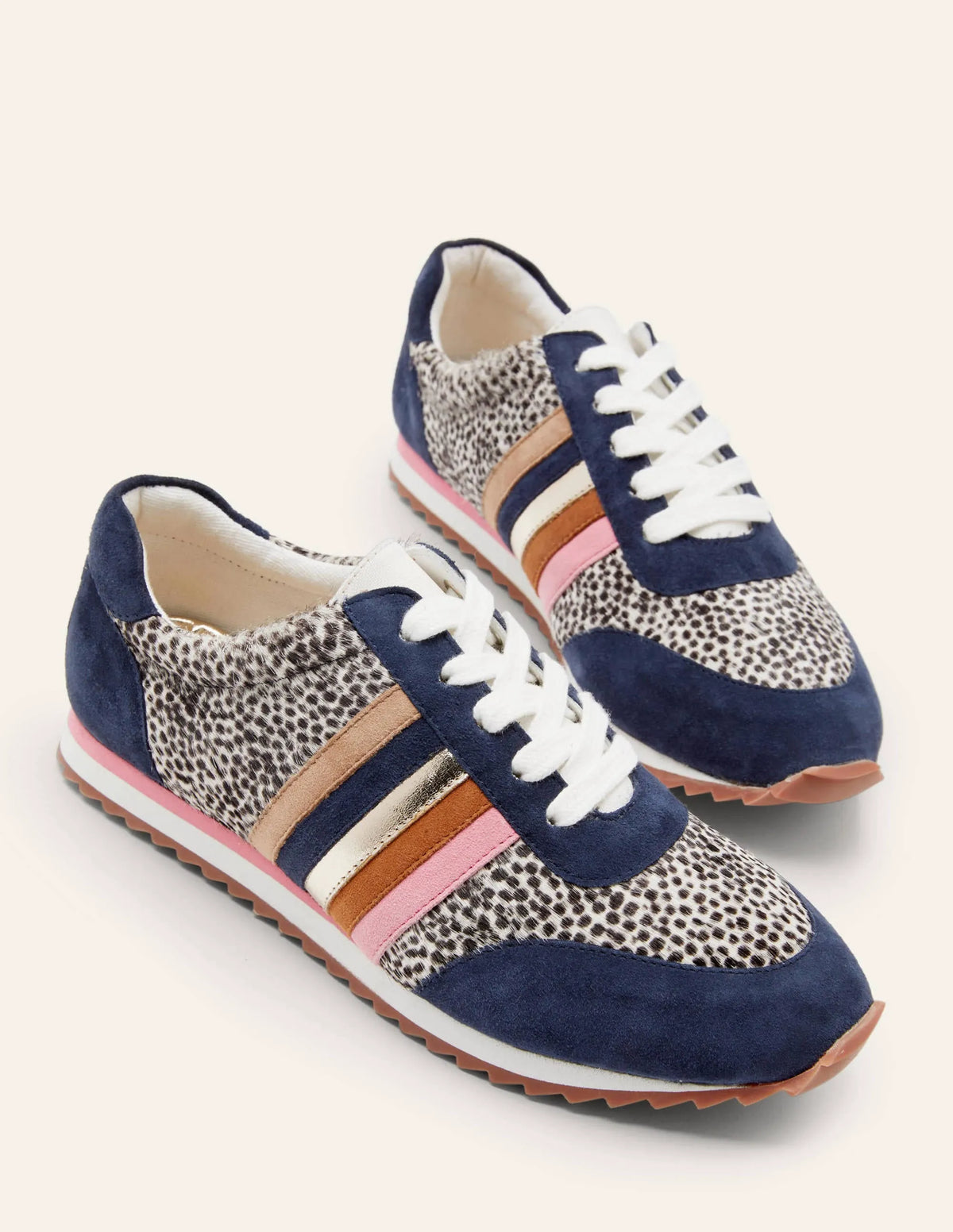 Striped Sneakers-Navy/Dalmatian Pony
