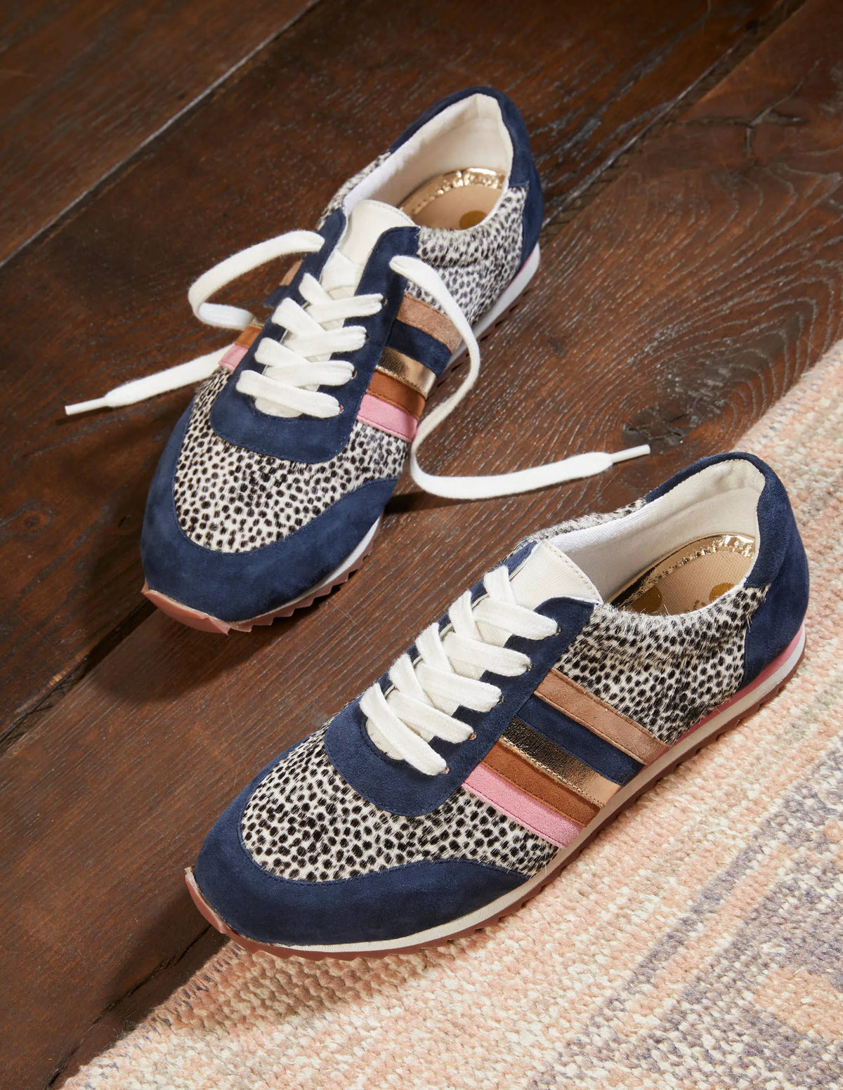 Striped Sneakers-Navy/Dalmatian Pony