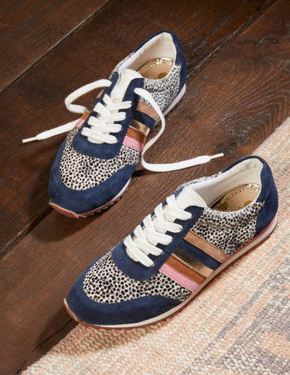 Striped Sneakers-Navy/Dalmatian Pony