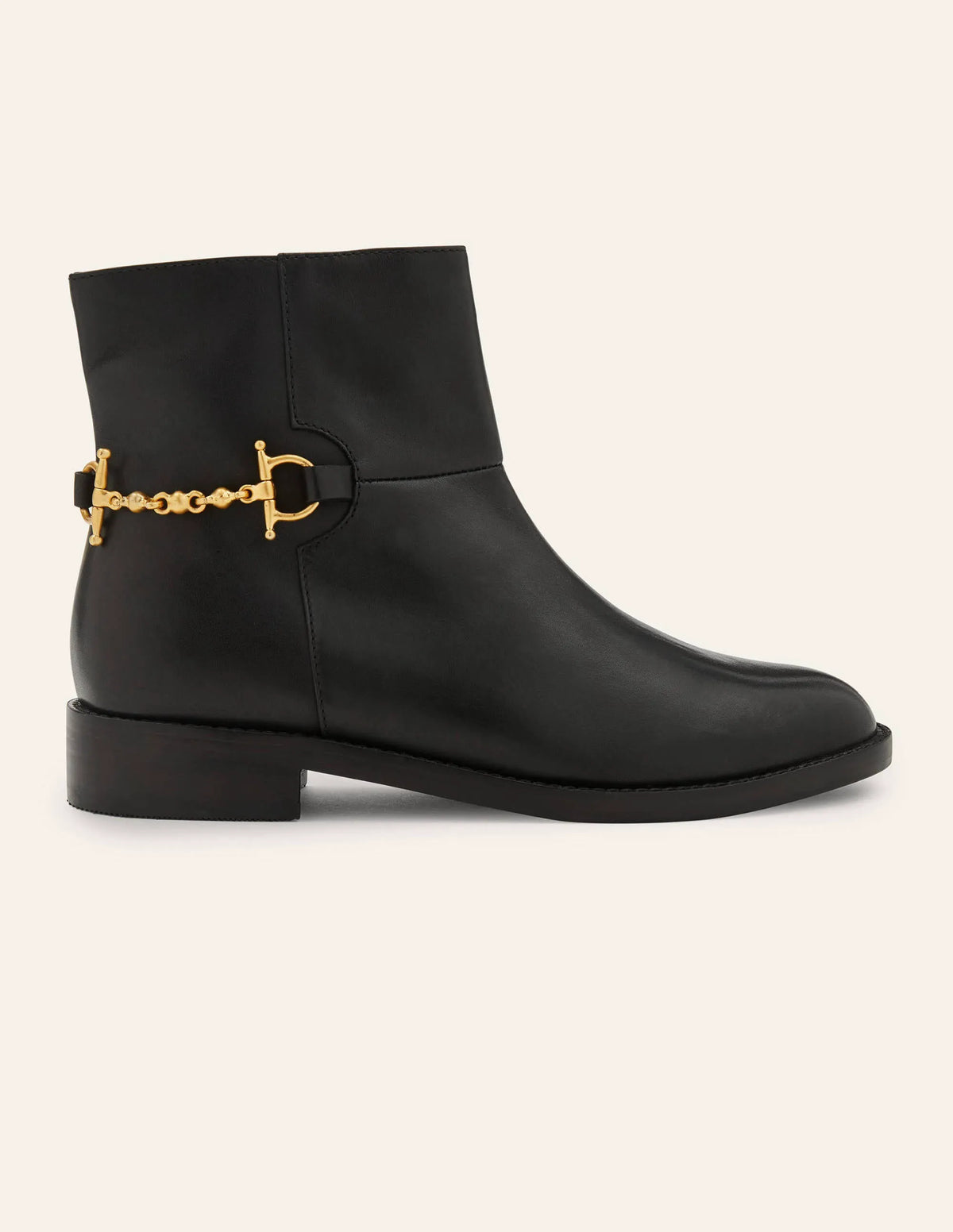 Snaffle Detail Ankle Boots-Black
