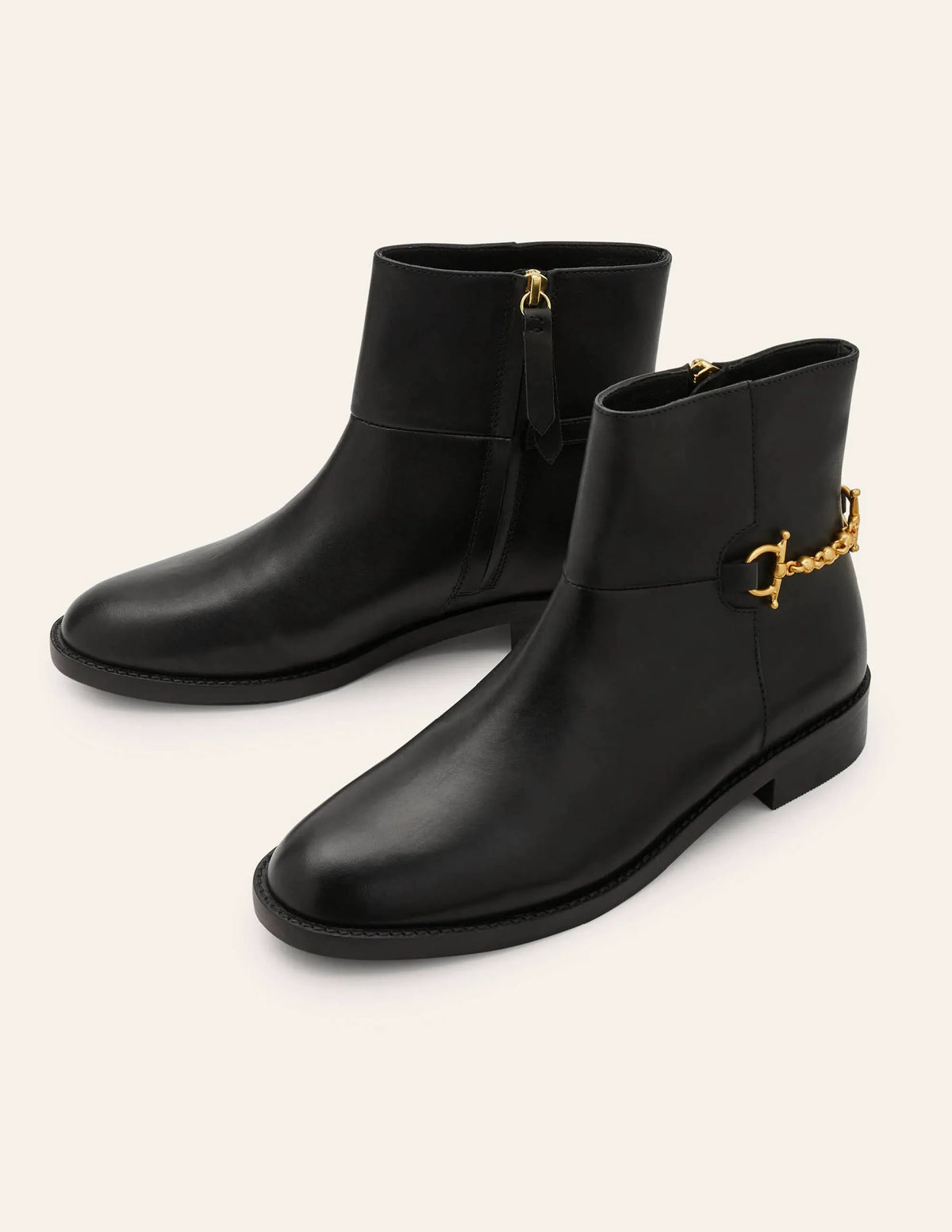 Snaffle Detail Ankle Boots-Black