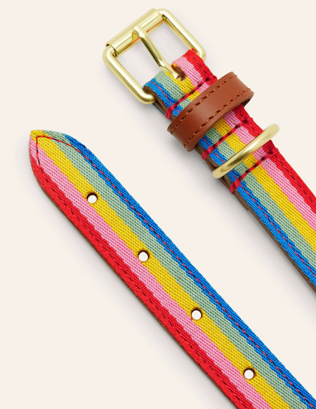 Leather Dog Collar-Tan, Multi Stripe