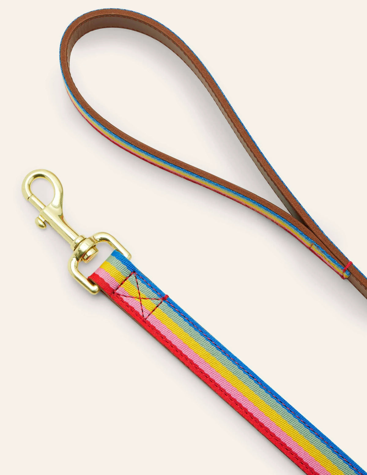 Leather Dog Lead-Tan, Multi Stripe