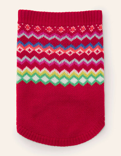 Dog Fair Isle Sweater-Rockabilly Red