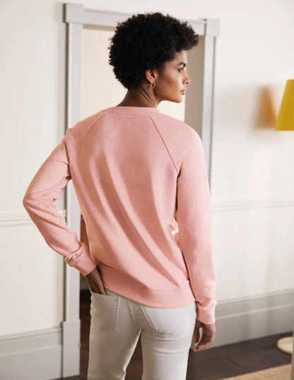 Printed Cotton Sweatshirt-Pink Marl, Gold Foil Stripe