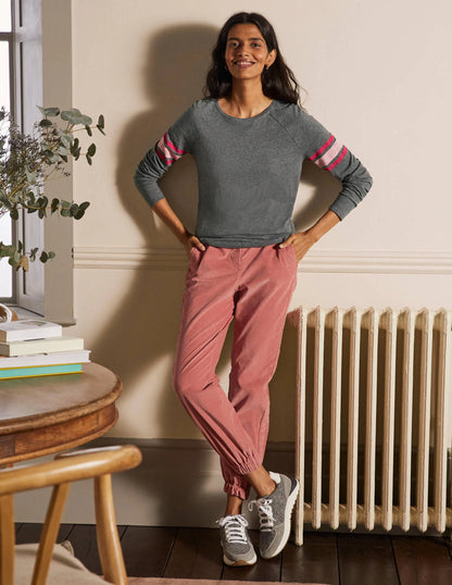 Lorna Baseball Top-Charcoal Marl, Lurex Stripe