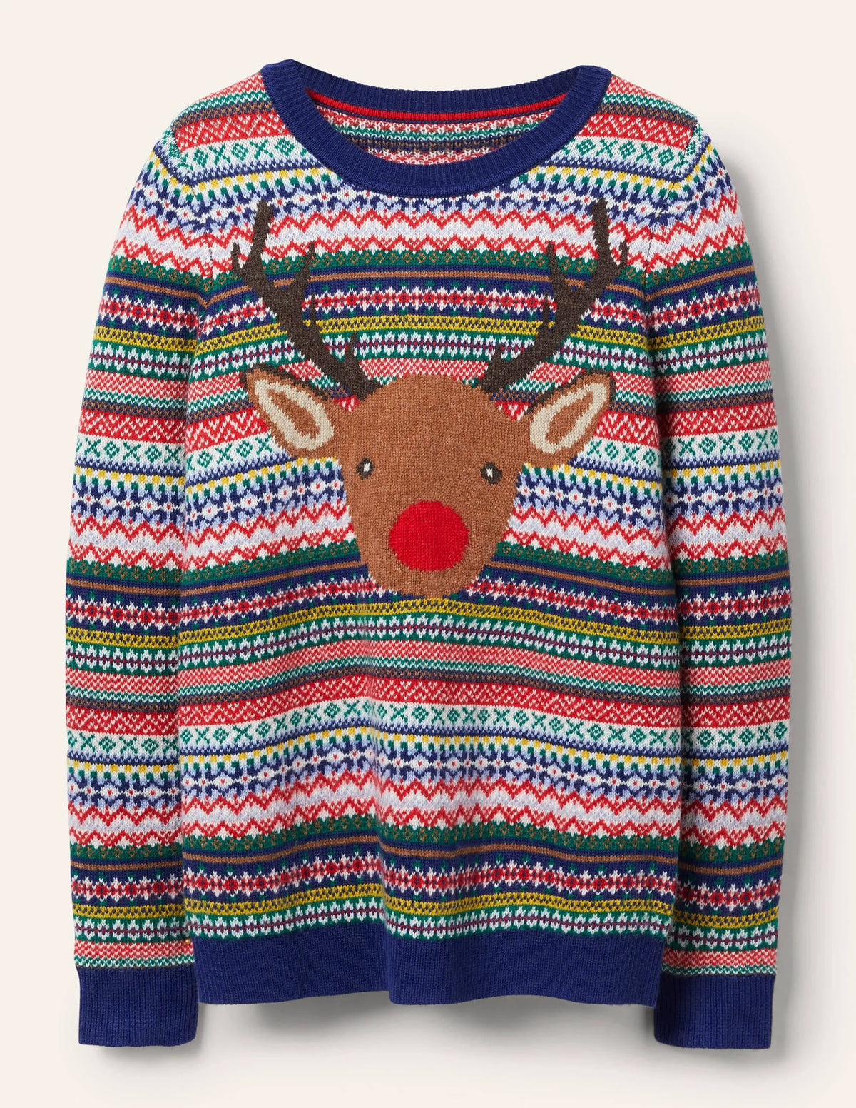 Christmas Sweater-Multi Navy Rudolph