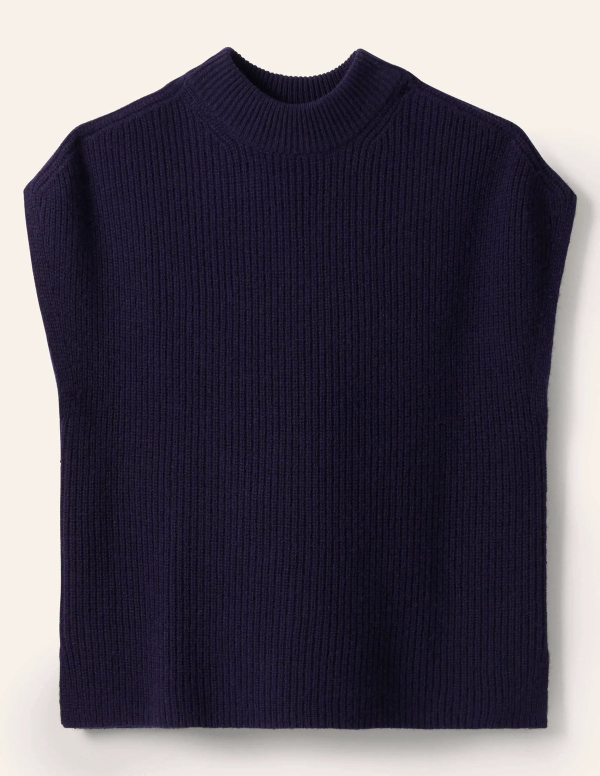 Relaxed Rib Sleeveless Sweater-Navy