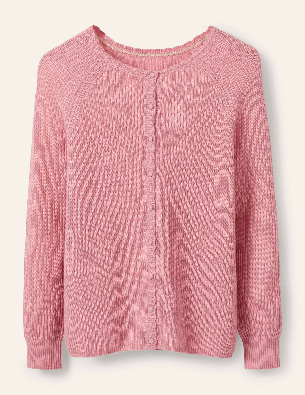 Ella Scallop Fluffy Cardigan-Formica Pink