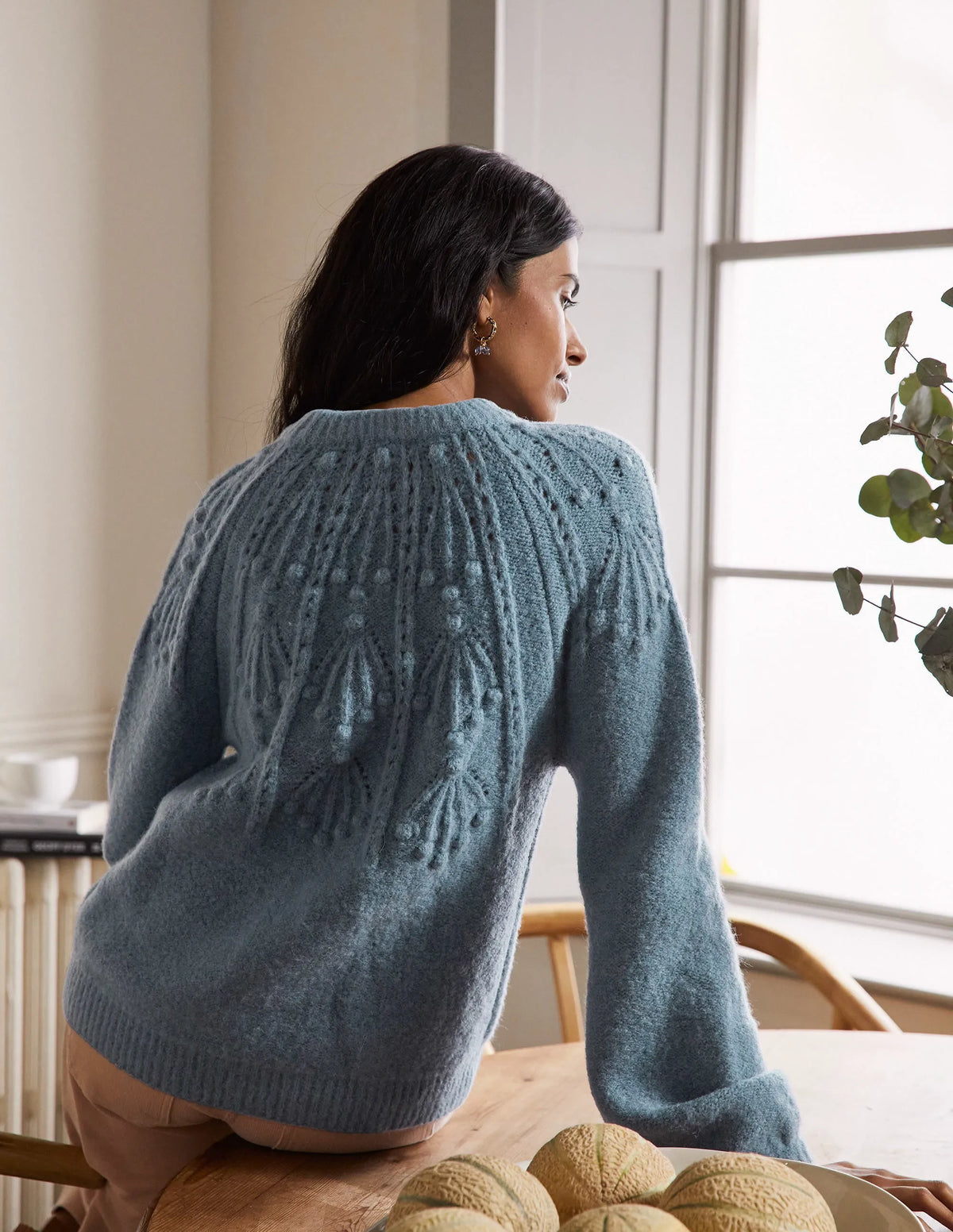 Relaxed Cable Sweater-Airforce