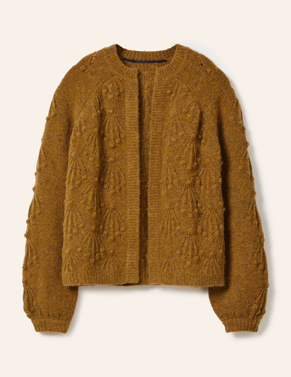 Relaxed Cable Cardigan-Moss Brown