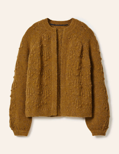 Relaxed Cable Cardigan-Moss Brown